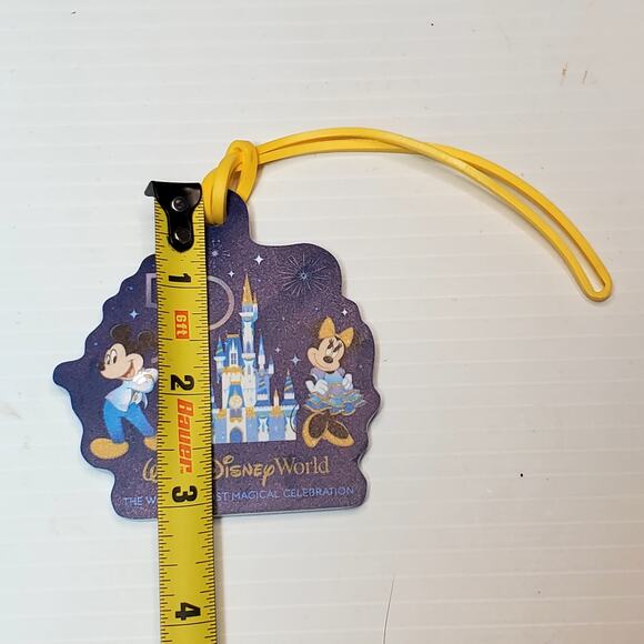 New Walt Disney World 50th Anniversary Luggage Tag with Cord Mickey Minnie - Picture 3 of 3